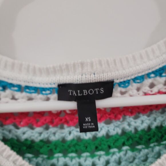 Talbots Womens Sweater Vest Size Xs Crochet Colorful Academia - Picture 7 of 7